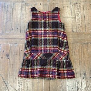 Floriane pleated plaid French drop waist jumper dress